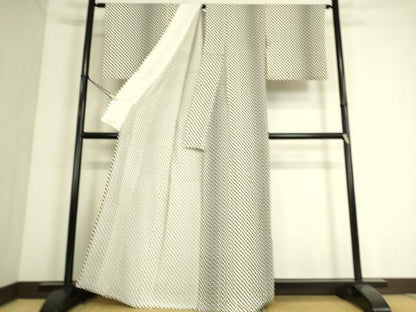 平和屋着物▽上質な小紋 単衣 舞葉文 正絹 逸品 DAAS0318az