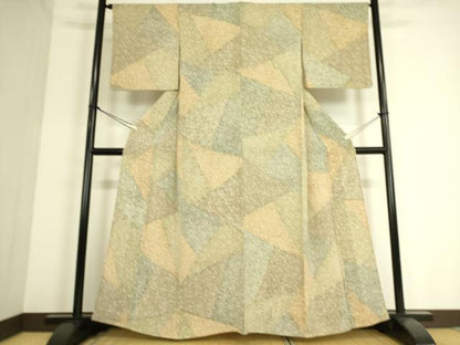 平和屋着物▽上質な小紋　単衣　楓文　正絹　逸品　DAAS0319az