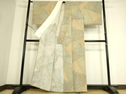 平和屋着物▽上質な小紋　単衣　楓文　正絹　逸品　DAAS0319az