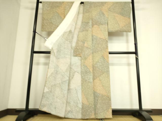 平和屋着物▽上質な小紋　単衣　楓文　正絹　逸品　DAAS0319az