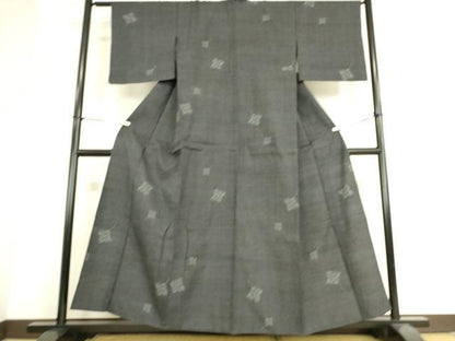 平和屋着物▽本場結城紬 重要無形文化財 単衣 風車 100亀甲 飛び亀甲柄 正絹 逸品 DAAS0322az