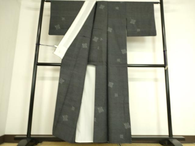 平和屋着物▽本場結城紬 重要無形文化財 単衣 風車 100亀甲 飛び亀甲柄 正絹 逸品 DAAS0322az