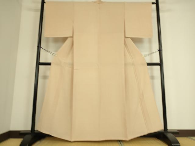 平和屋着物▽上質な色無地 単衣 お召縮緬 肌色 正絹 逸品 DAAS0323az