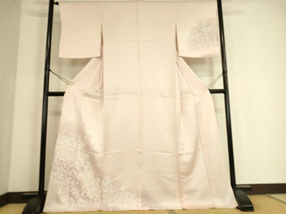 平和屋着物▽訪問着 単衣 草花シルエット 正絹 逸品 DAAS0329az