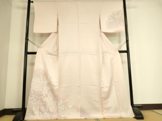 平和屋着物▽訪問着 単衣 草花シルエット 正絹 逸品 DAAS0329az