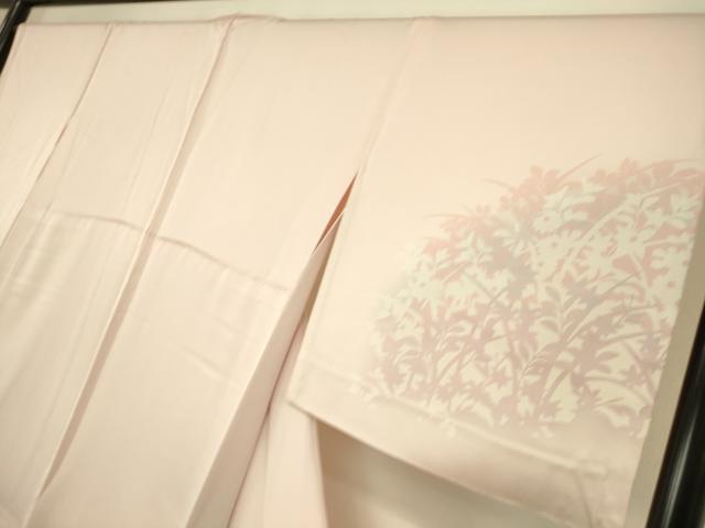 平和屋着物▽訪問着 単衣 草花シルエット 正絹 逸品 DAAS0329az