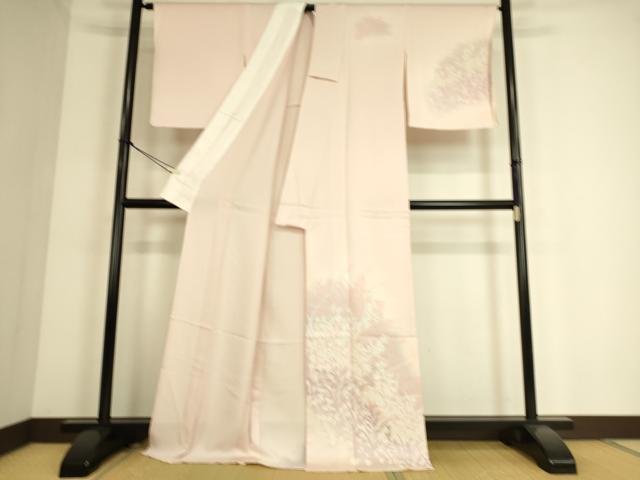 平和屋着物▽訪問着 単衣 草花シルエット 正絹 逸品 DAAS0329az