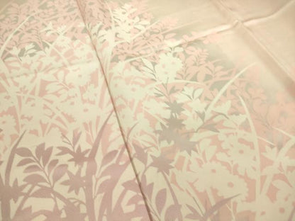 平和屋着物▽訪問着 単衣 草花シルエット 正絹 逸品 DAAS0329az