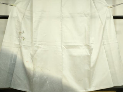 平和屋着物●訪問着 紬地 刺繍 南天枝葉文 暈し染め 銀彩 正絹 逸品 DAAS0342az
