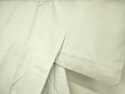 平和屋着物●訪問着 紬地 刺繍 南天枝葉文 暈し染め 銀彩 正絹 逸品 DAAS0342az