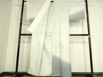 平和屋着物●訪問着 紬地 刺繍 南天枝葉文 暈し染め 銀彩 正絹 逸品 DAAS0342az