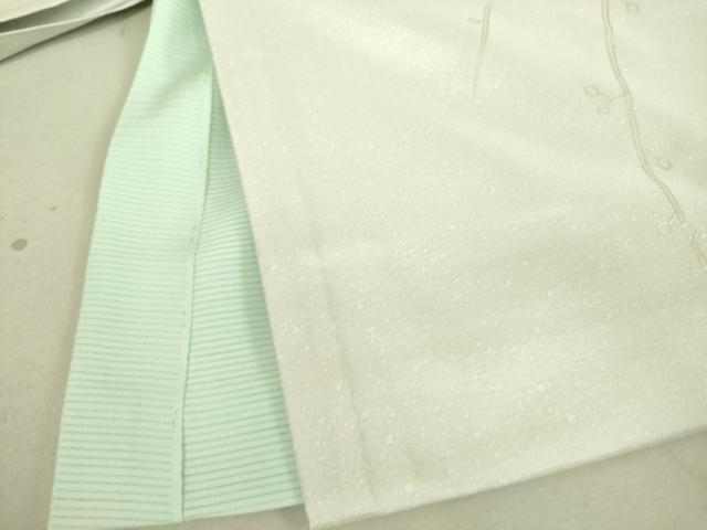 平和屋着物●訪問着 紬地 刺繍 南天枝葉文 暈し染め 銀彩 正絹 逸品 DAAS0342az