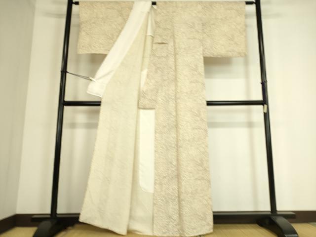 平和屋着物▽上質な小紋 単衣 草葉文 正絹 逸品 DAAS0343az