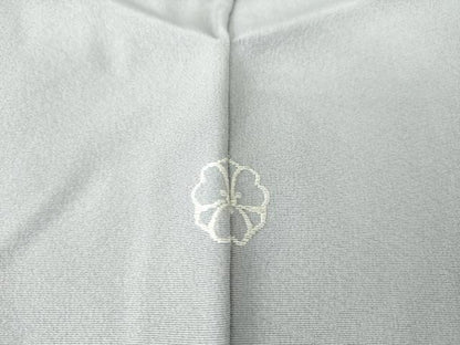 平和屋着物▽訪問着 単衣 友禅 作家物 草花文 藤鼠色地 正絹 逸品 DAAS0351az