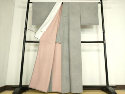 平和屋着物▽江戸小紋　単衣　寄せ小紋柄　洗える着物　DAAS0355az