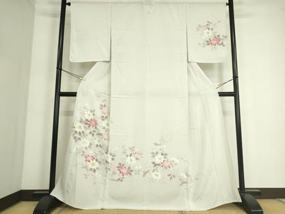 平和屋着物▽訪問着 単衣 友禅 草花文 正絹 逸品 DAAS0432az