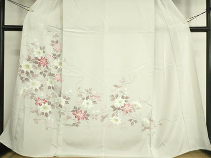 平和屋着物▽訪問着 単衣 友禅 草花文 正絹 逸品 DAAS0432az