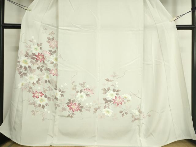 平和屋着物▽訪問着 単衣 友禅 草花文 正絹 逸品 DAAS0432az