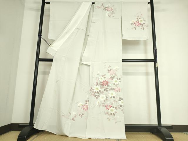 平和屋着物▽訪問着 単衣 友禅 草花文 正絹 逸品 DAAS0432az