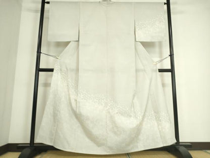 平和屋着物▽本塩沢　訪問着　単衣　南天文　証紙付き　正絹　逸品　DAAS0434az