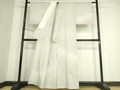 平和屋着物▽本塩沢　訪問着　単衣　南天文　証紙付き　正絹　逸品　DAAS0434az