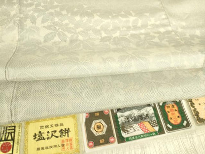 平和屋着物▽本塩沢　訪問着　単衣　南天文　証紙付き　正絹　逸品　DAAS0434az