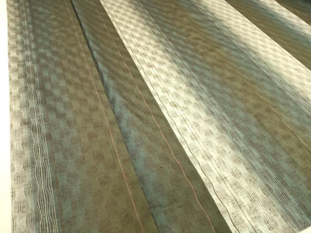 平和屋着物▽上質な紬 　単衣　 間道　正絹　逸品　未使用　DAAS0436az