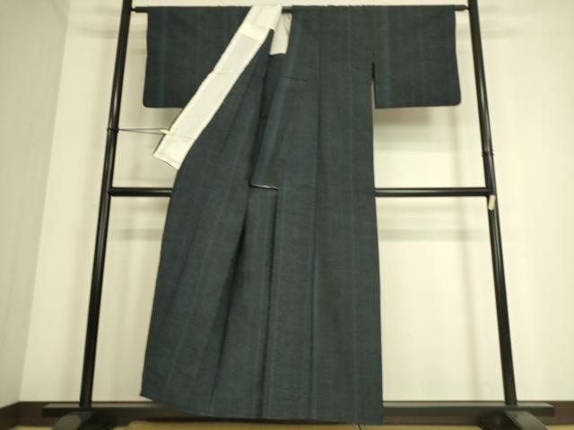 平和屋着物▽上質な紬 単衣 幾何学間道 正絹 逸品 DAAS0437az