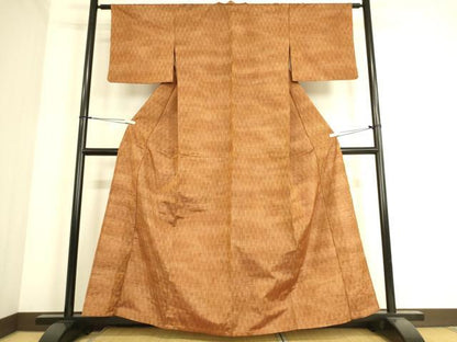 平和屋着物▽上質な紬 単衣 霞文 正絹 逸品 DAAS0439az