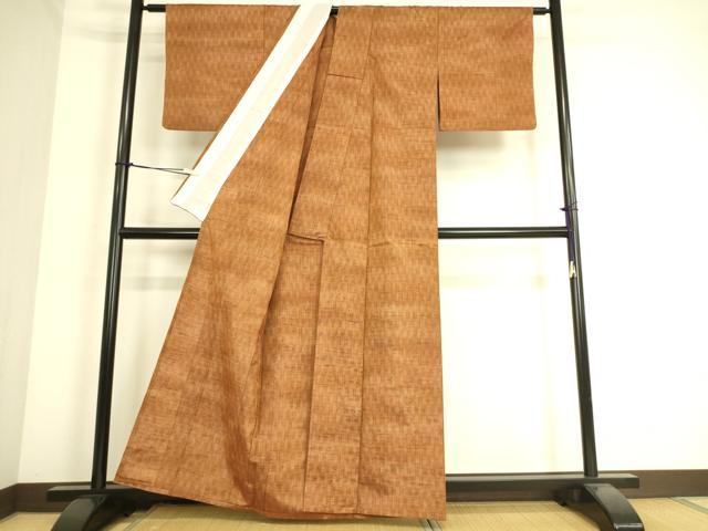 平和屋着物▽上質な紬 単衣 霞文 正絹 逸品 DAAS0439az