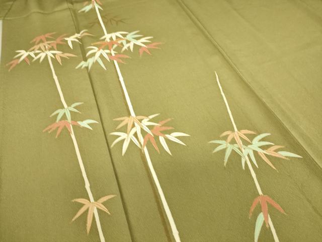平和屋着物▽訪問着 単衣 駒刺繍 笹竹文 金彩 正絹 逸品 DAAS0440az