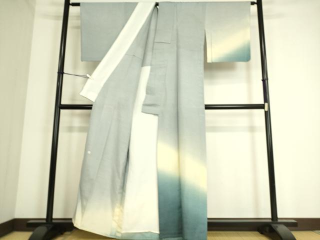 平和屋着物▽訪問着 単衣 作家物 紬地 霞文 正絹 逸品 DAAS0444az