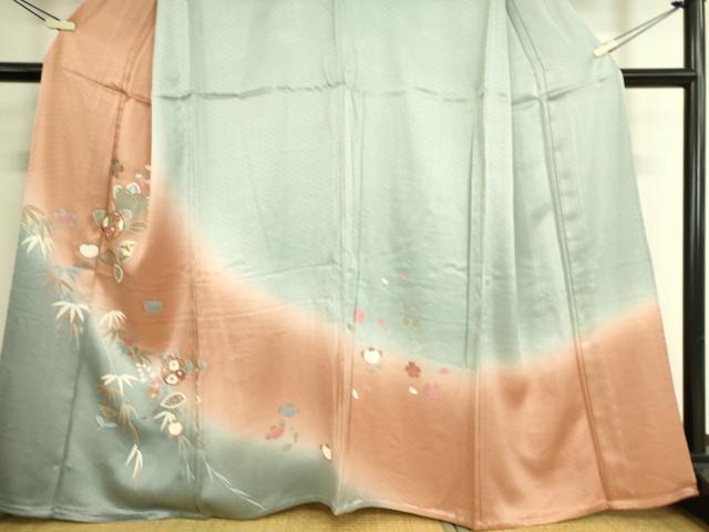 平和屋着物▽訪問着 単衣 駒刺繍 吉祥花文 暈し染め 金彩 正絹 逸品 DAAS0445az