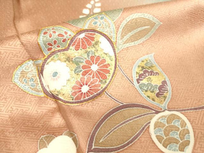 平和屋着物▽訪問着 単衣 駒刺繍 吉祥花文 暈し染め 金彩 正絹 逸品 DAAS0445az
