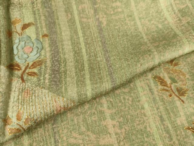 平和屋着物▽訪問着 単衣 刺繍 舞花文 金彩 正絹 逸品 DAAS0446az
