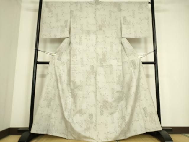 平和屋着物▽上質な紬 単衣 洋花唐草文 やまと誂製 正絹 逸品 DAAS0448az