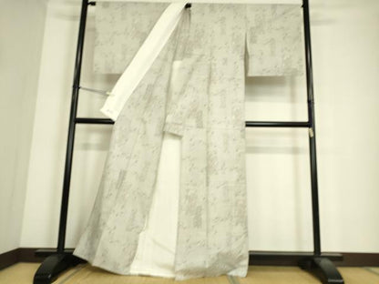 平和屋着物▽上質な紬 単衣 洋花唐草文 やまと誂製 正絹 逸品 DAAS0448az