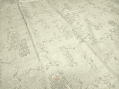 平和屋着物▽上質な紬 単衣 洋花唐草文 やまと誂製 正絹 逸品 DAAS0448az