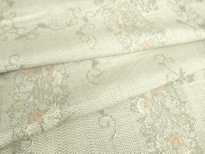 平和屋着物▽上質な紬 単衣 洋花唐草文 やまと誂製 正絹 逸品 DAAS0448az