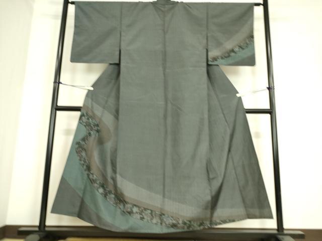 平和屋着物▽本場大島紬 訪問着 単衣 更紗花文 正絹 逸品 DAAS0455az