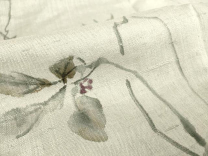平和屋着物▽上質な紬 単衣 手描き 蔦の葉花文 正絹 逸品 DAAS0467az