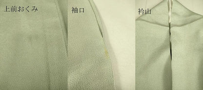 平和屋着物▽加賀友禅の巨匠　初代　由水十久監修　色無地　単衣　柳鼠色　鬼しぼ縮緬　正絹　逸品　DAAS0469az