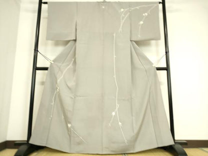 平和屋着物▽訪問着 単衣 枝花文 金彩 正絹 逸品 DAAS0473az