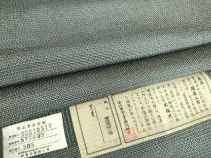 平和屋着物▽男性 本塩沢 単衣 110亀甲 宮田織物工場謹製 証紙付き 正絹 逸品 DAAS0475az