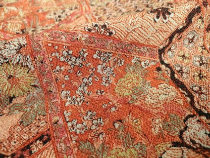 平和屋着物▽上質な小紋　単衣　亀甲花蝶文　鬼しぼ縮緬　正絹　逸品　DAAS0479az