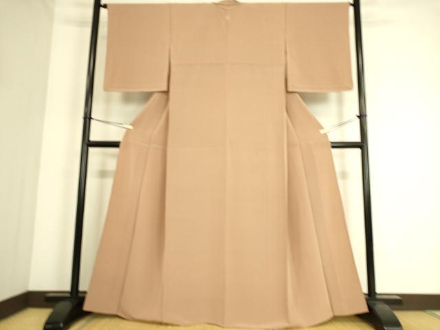 平和屋着物▽上質な色無地 単衣 赤白橡色 正絹 逸品 DAAS0485az