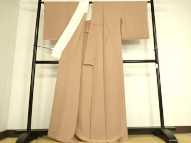 平和屋着物▽上質な色無地 単衣 赤白橡色 正絹 逸品 DAAS0485az
