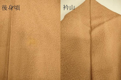 平和屋着物▽上質な色無地　単衣　紋意匠　遠州茶色　正絹　逸品　DAAS0486az
