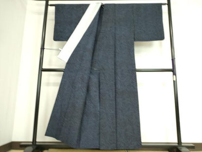 平和屋着物▽上質な紬　単衣　花尽くし　正絹　逸品　DAAS0490az