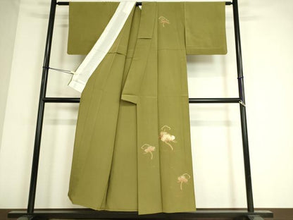 平和屋着物▽訪問着 単衣 竹屋町刺繍 老松 金糸 正絹 逸品 DAAS0497az